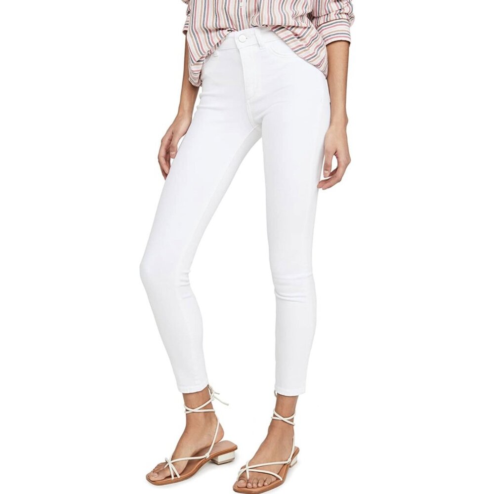 DL1961 Florence Instasculpt Cropped Porcelain White Skinny Jeans Womens 30